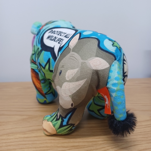 Wild Republic Message From The Planet Rhino Colorful Plush Wildlife Animal - Picture 4 of 11